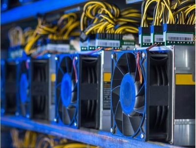 A bustling mining farm with rows of maintained hardware ensuring optimal Bitcoin extraction